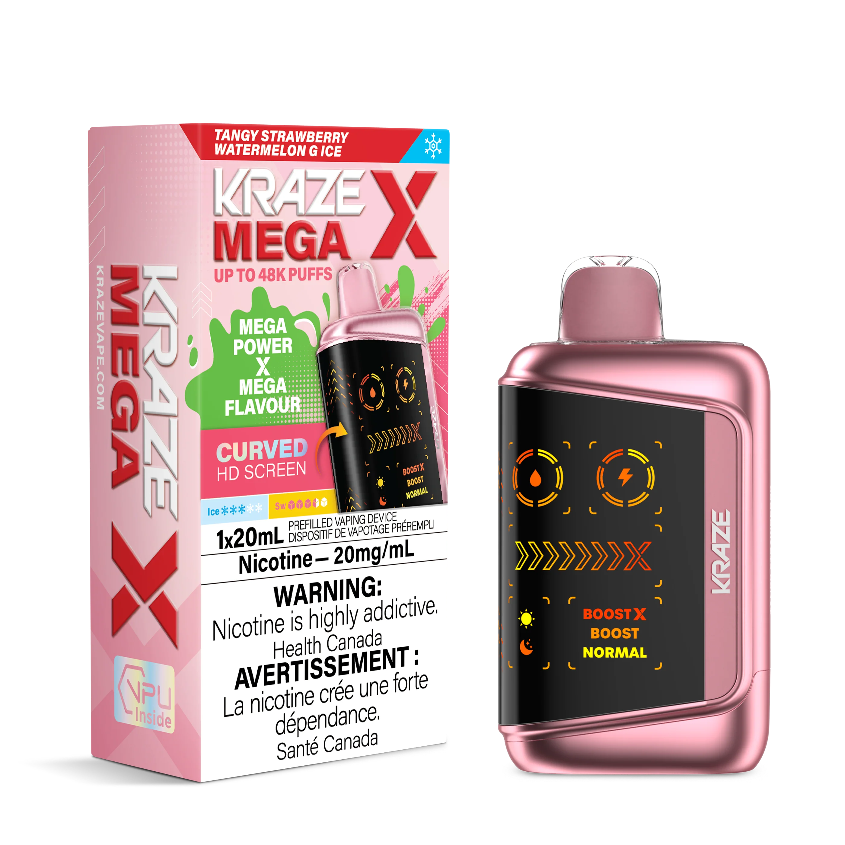Kraze Mega X - Tangy Strawberry Watermelon G Ice