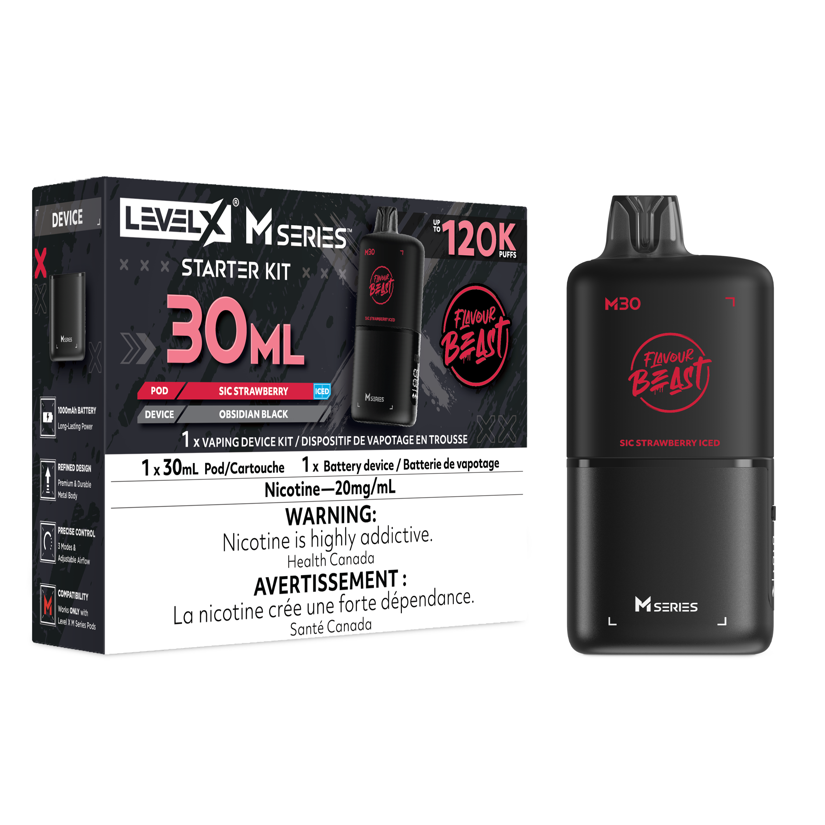 Level X M Series Starter Kit 30ml - Sic Strawberry Iced