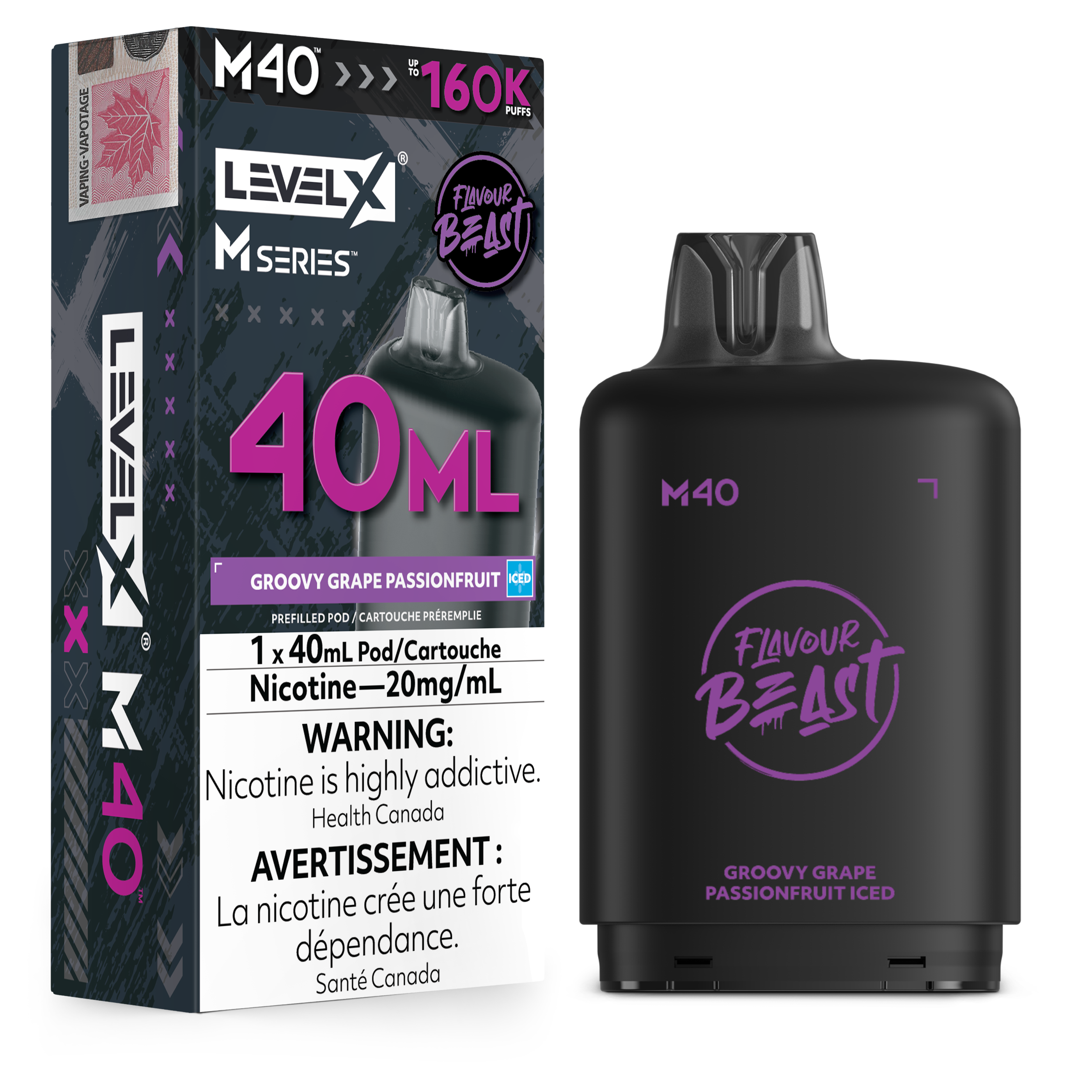 Level X M Series Pod 40ml - Groovy Grape Passionfruit Iced