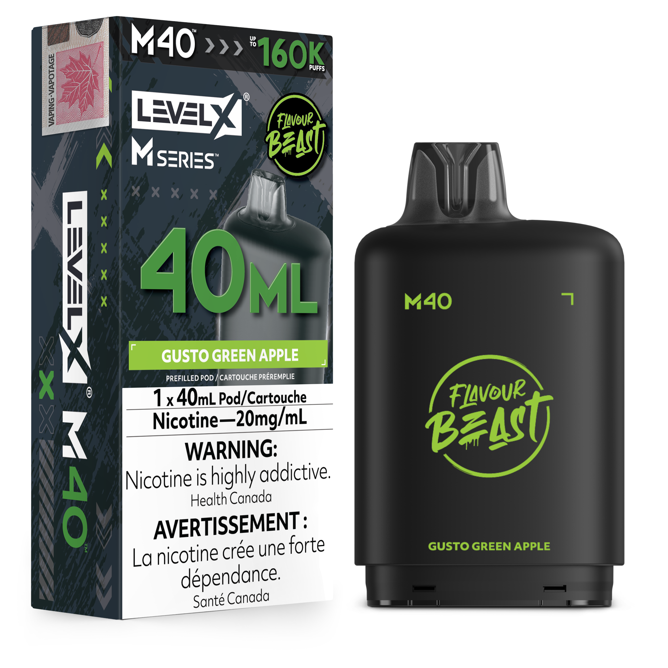 Level X M Series Pod 40ml - Gusto Green Apple