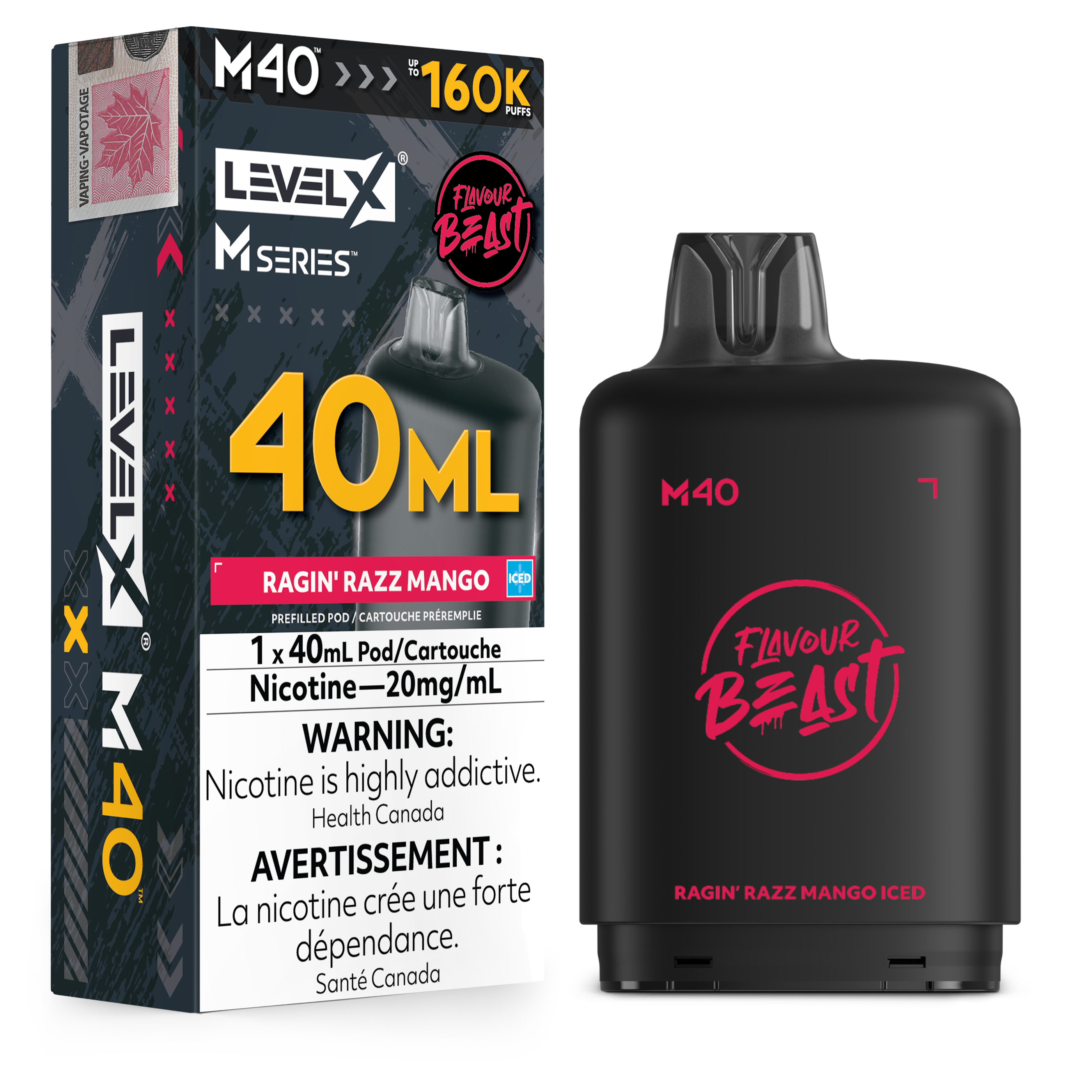 Level X M Series Pod 40ml - Ragin Razz Mango Iced