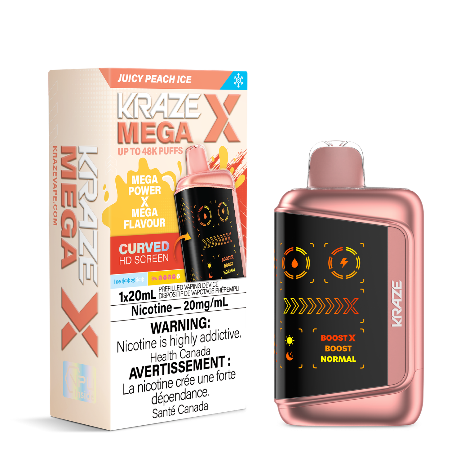 Kraze Mega X - Juicy Peach Ice